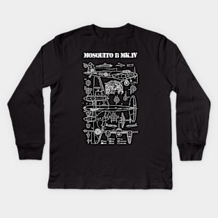 Mosquito B Mk.IV | World War 2 Plane Blueprint Kids Long Sleeve T-Shirt